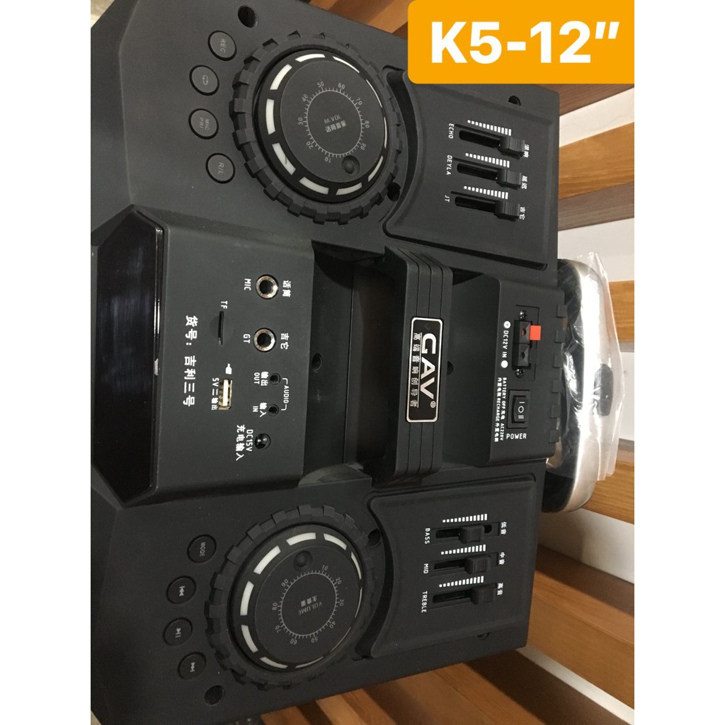 Loa Kéo Di Động GAV K5 - 12" (Bass 12", 2 Micro, 17Kg)