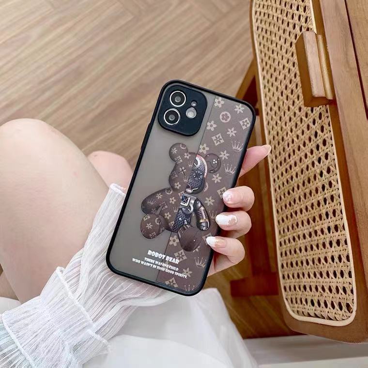 Ốp điện thoại mặt nhám chống rơi hình gấu sang trọng thời trang cho IPhone 13 12 11 Pro Max 12 13 Mini X XS Max XR | WebRaoVat - webraovat.net.vn