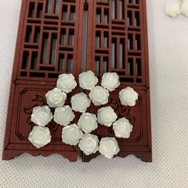 Set 3 Hạt Vỏ Sò Khắc Hình Hoa Hồng Làm Trang Sức DIY