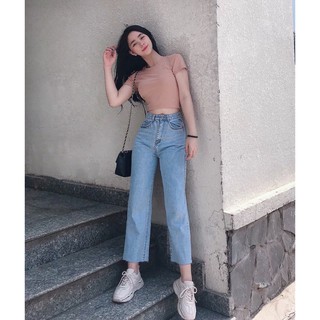 Áo croptop trơn siêu phối đồ