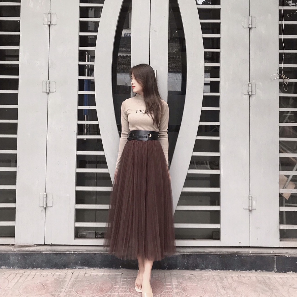 Chân Váy Ren Xếp Ly 3 Lớp (kèm đai da) dài 78cm váy xòe cao cấp (video ảnh thật) | BigBuy360 - bigbuy360.vn