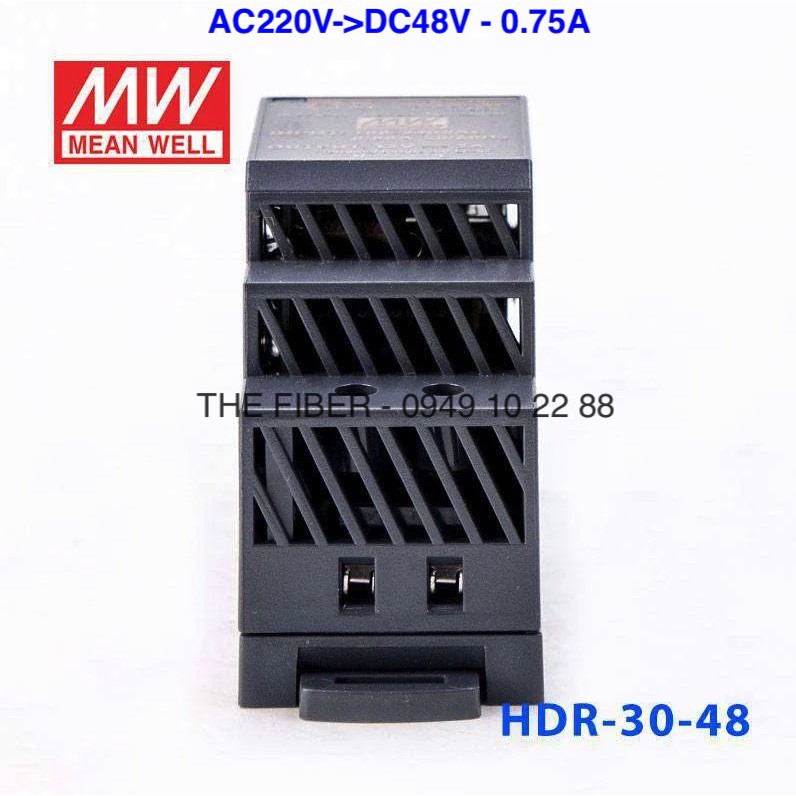 Bộ đổi nguồn điện HDR-30-48 AC220V - DC48V 30W 0.75A gắn thanh RAY - DIN Rail - Hãng Meanwell