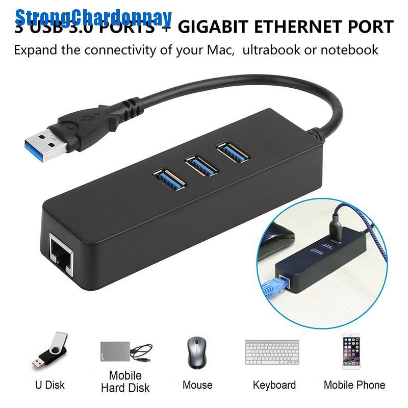 Bộ Chia 3 Cổng Usb 3.0 Gigabit Ethernet Lan Rj45 Sang Cổng Mạng 1000mbps