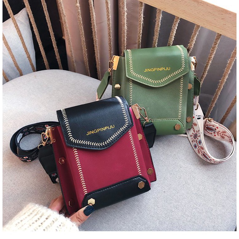Túi xách nữ đeo chéo ulzzang dự tiệc đựng ĐTDĐ Mini Bag dây bảng form cứng phối nhiều màu tiện dụng.Clutch cầm tayTT2281
