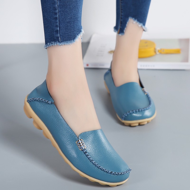 Giày Lười Da Bò 20 Màu Thời Trang Cho Nữ