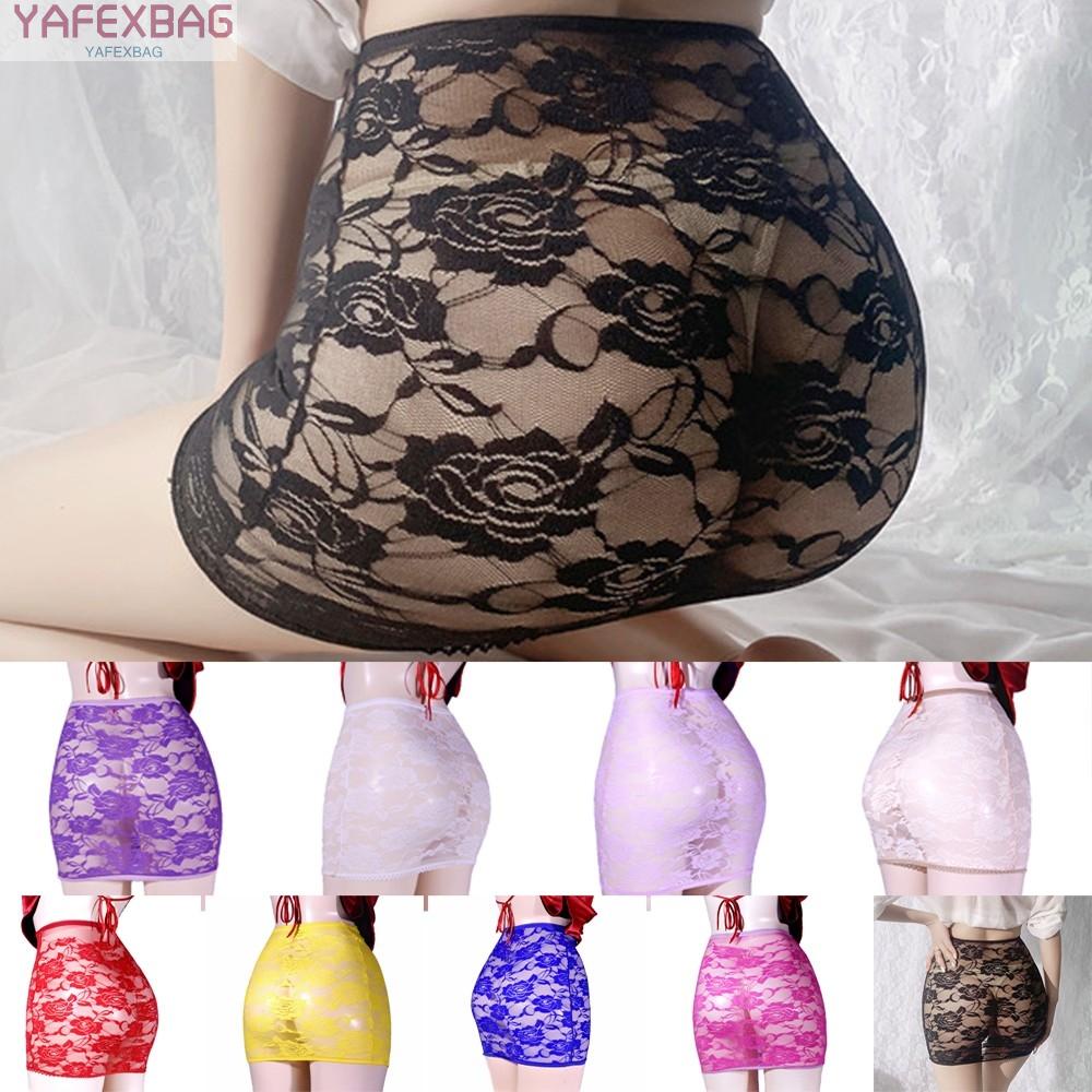 See Through Sexy Nightclub Women Micro Mini Hip Skirt Transparent Hollow Lace Ultrashort Skirts