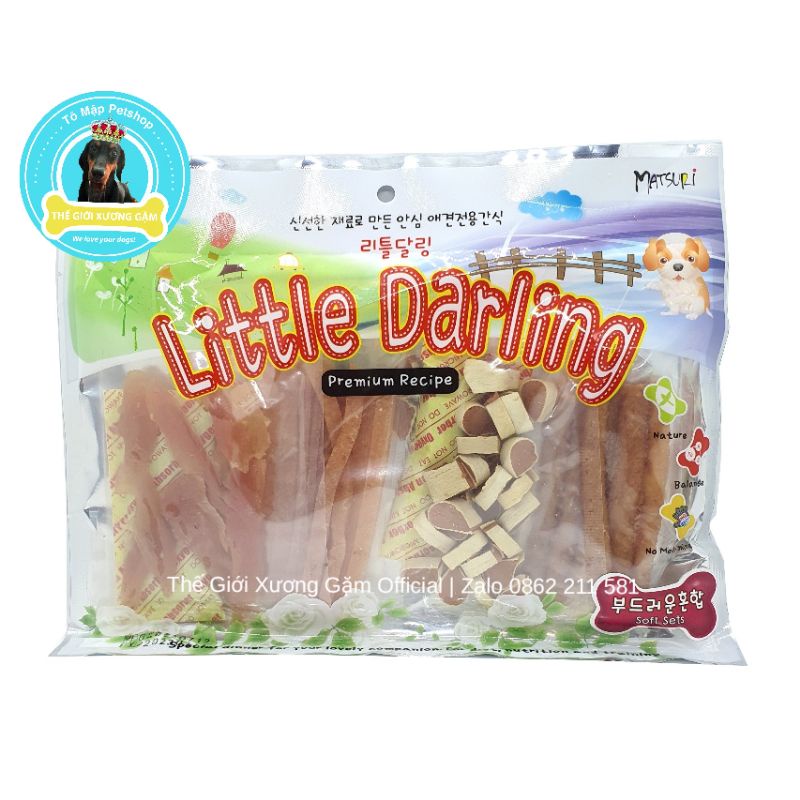 KHÔ GÀ MIX 4 MẪU SNACK LITTLE DARLING HÀN QUỐC CHO CHÓ 300GR