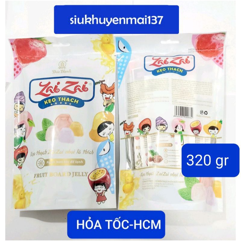 Thạch zaizai đức hạnh 2 loại  trà sữa _ trái cây túi 320 gr/hsd:7_8/22