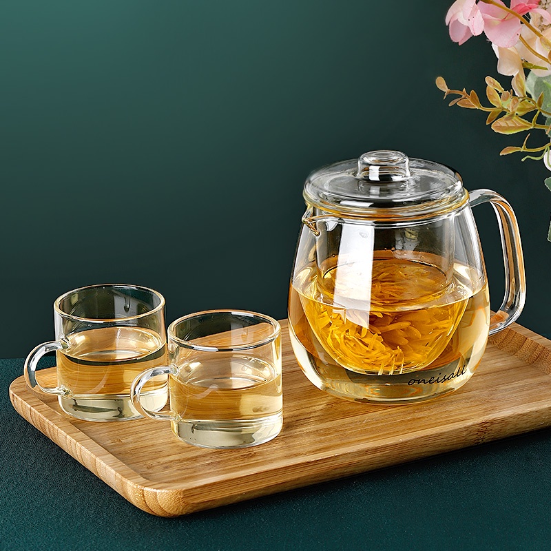 Bình pha trà ONEISALL bằng thủy tinh có ngăn lọc chịu nhiệt tốt chất liệu dày dung tích 600ml 1200ml