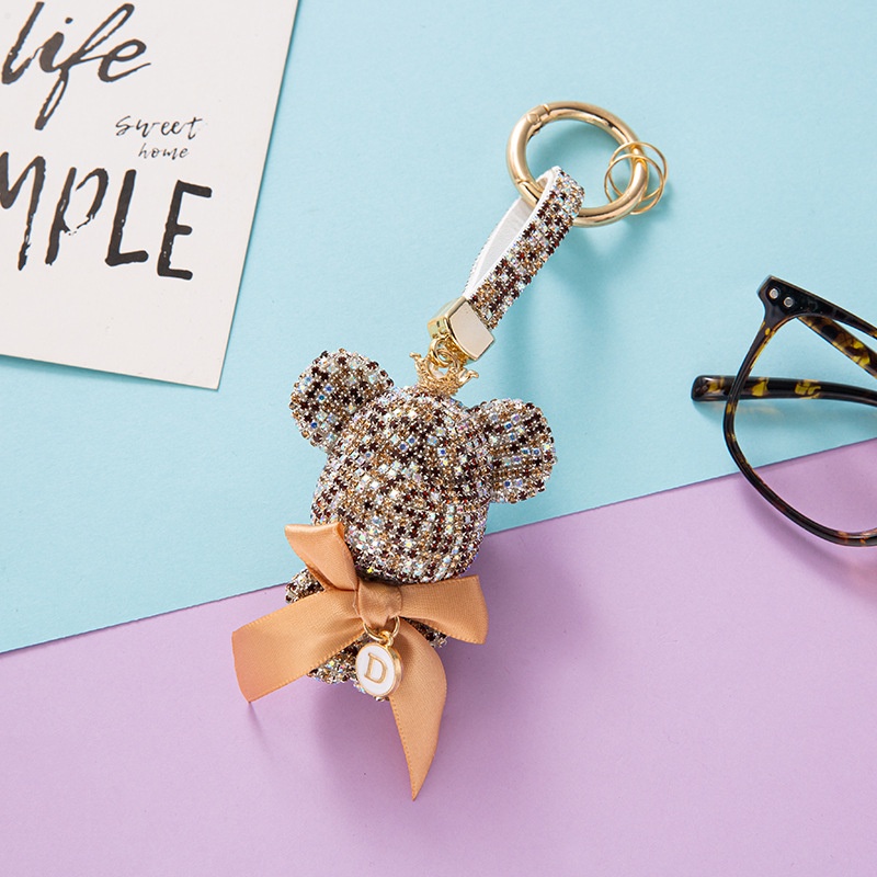 Móc Khóa Xe Hơi Hình Chú Gấu violent Đính Đá Dễ Thương Sáng Tạo