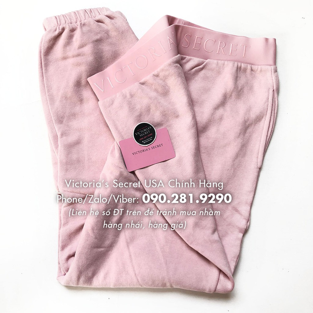(Size M 41) Quần jogger hồng phấn lưng thun bảng lớn, form vừa thoải mái, Fleece Jogger, Light Pink - Victoria's Secret