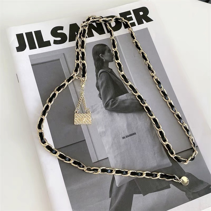 Xích rơi thắt eo mix da màu vàng cá tính Xich chi tiết minibag siêu cưng