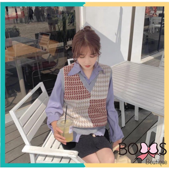 Áo gile len nữ chất dày dặn họa tiết ziczac phong cách Hàn Quốc siêu xinh [LGZ] | BigBuy360 - bigbuy360.vn