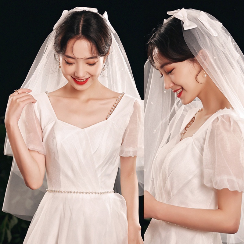 Mạng Che Mặt 2 Tầng Bằng Vải Tulle Dễ Thương Dùng Trang Trí Đám Cưới