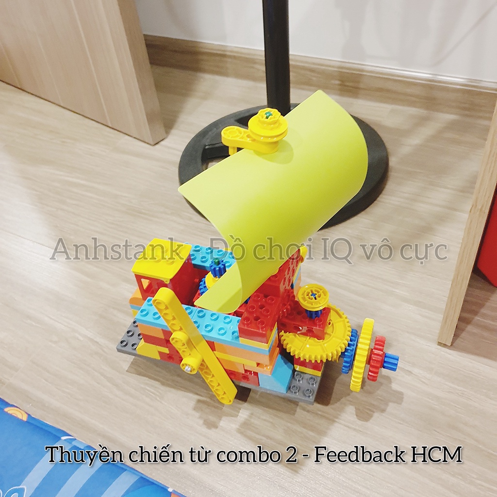 Lego kích cỡ to Duplo Xếp hình Kỹ sư cơ khí Siêu động cơ STEM, động cơ hoạt động 8h bảo hành 1 đổi 1