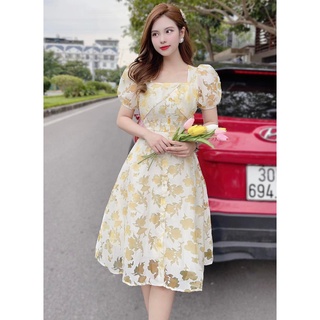 Đầm dự tiệc sang trọng dáng xòe thiết kế phối ren Tahe V121