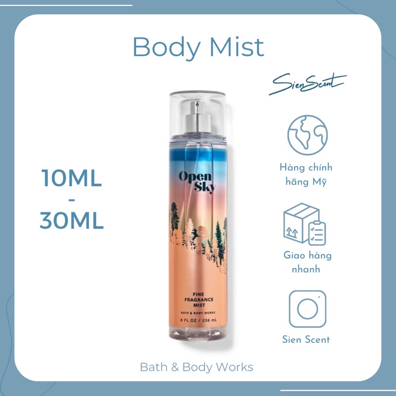 OPEN SKY - Xịt thơm Bath & Body Works US (kèm quà tặng xinh xinh)