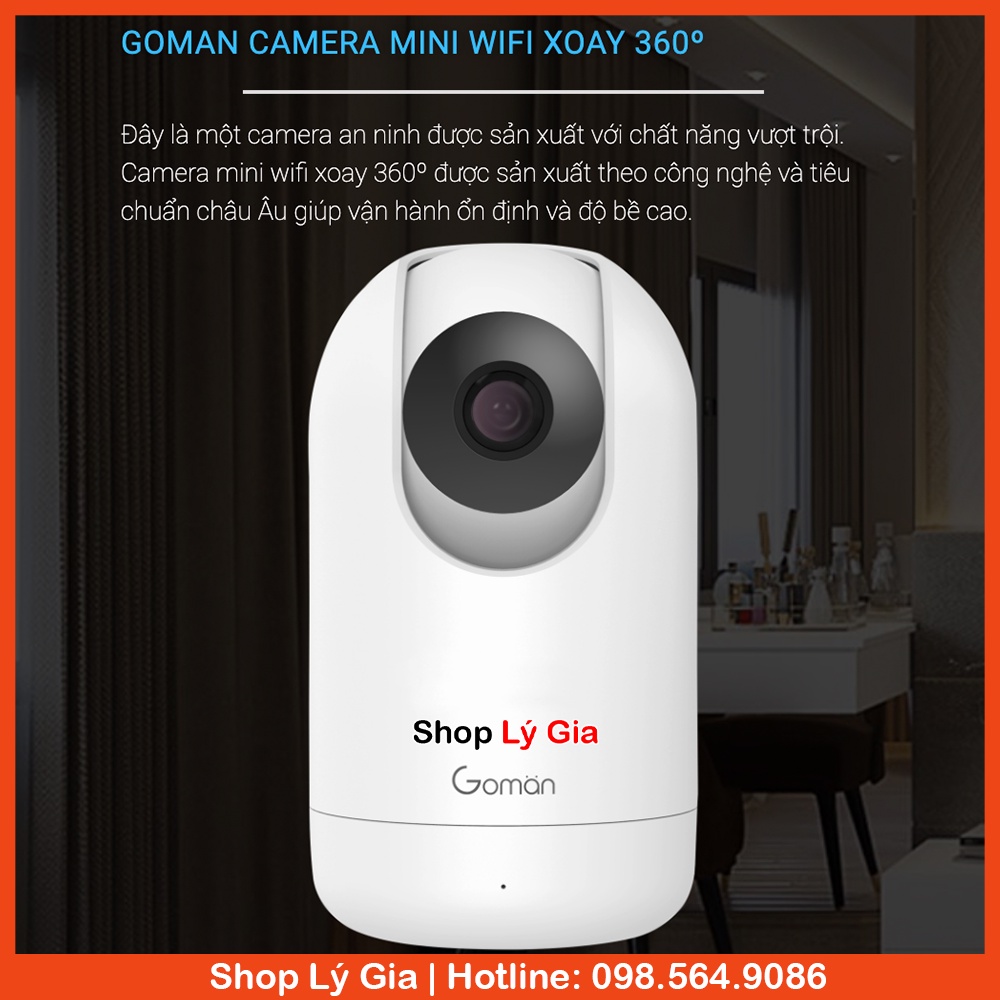 Camera thông minh mini xoay 360º | Chính hãng Goman | Bảo hành 1 năm