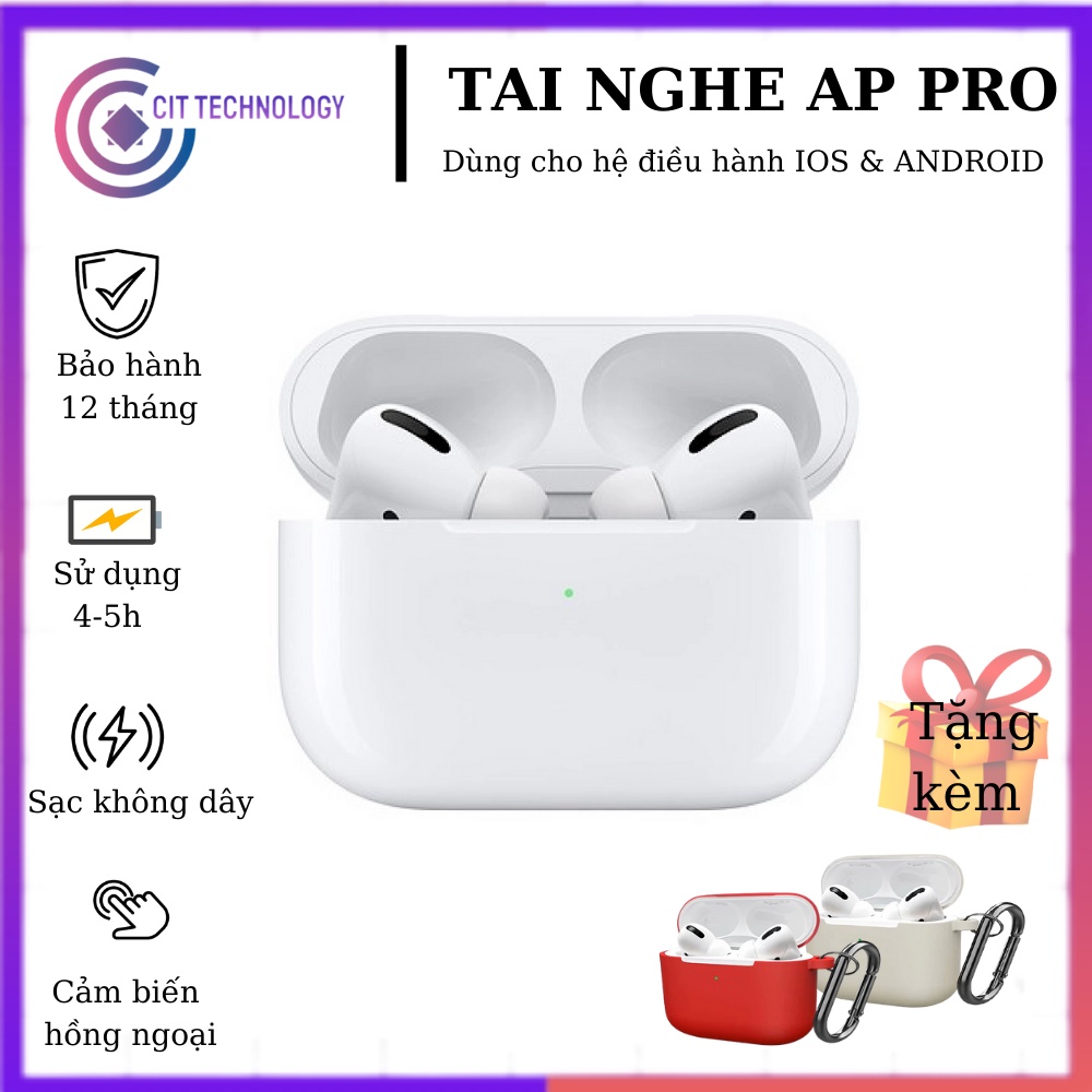 Tai nghe không dây bluetooth  Airpods Pro [1 đổi 1 15 ngày BH 1 năm]  Định Vị - chống ồn - sạc không dây