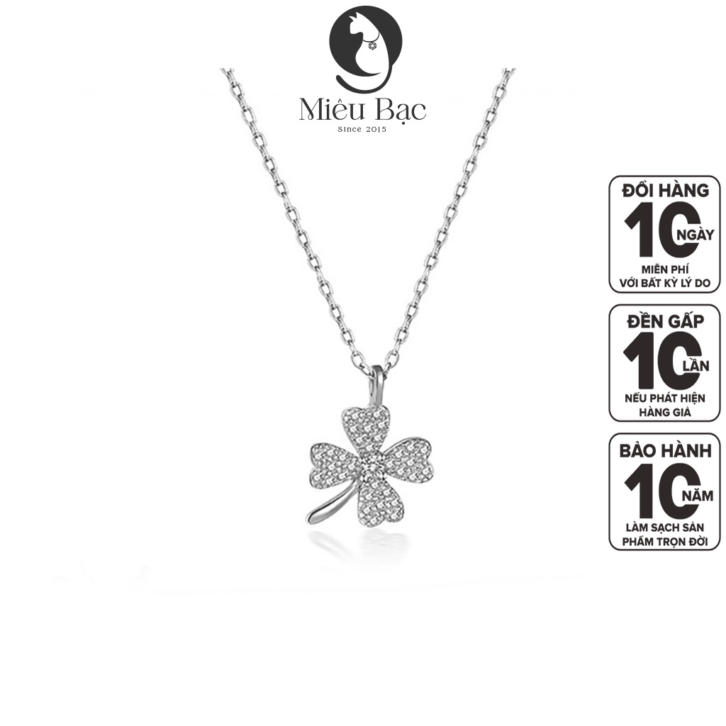 Dây chuyền bạc nữ Cỏ Bốn Lá May Mắn chất liệu bạc 925 thời trang phụ kiện trang sức nữ Miêu Bạc D400783