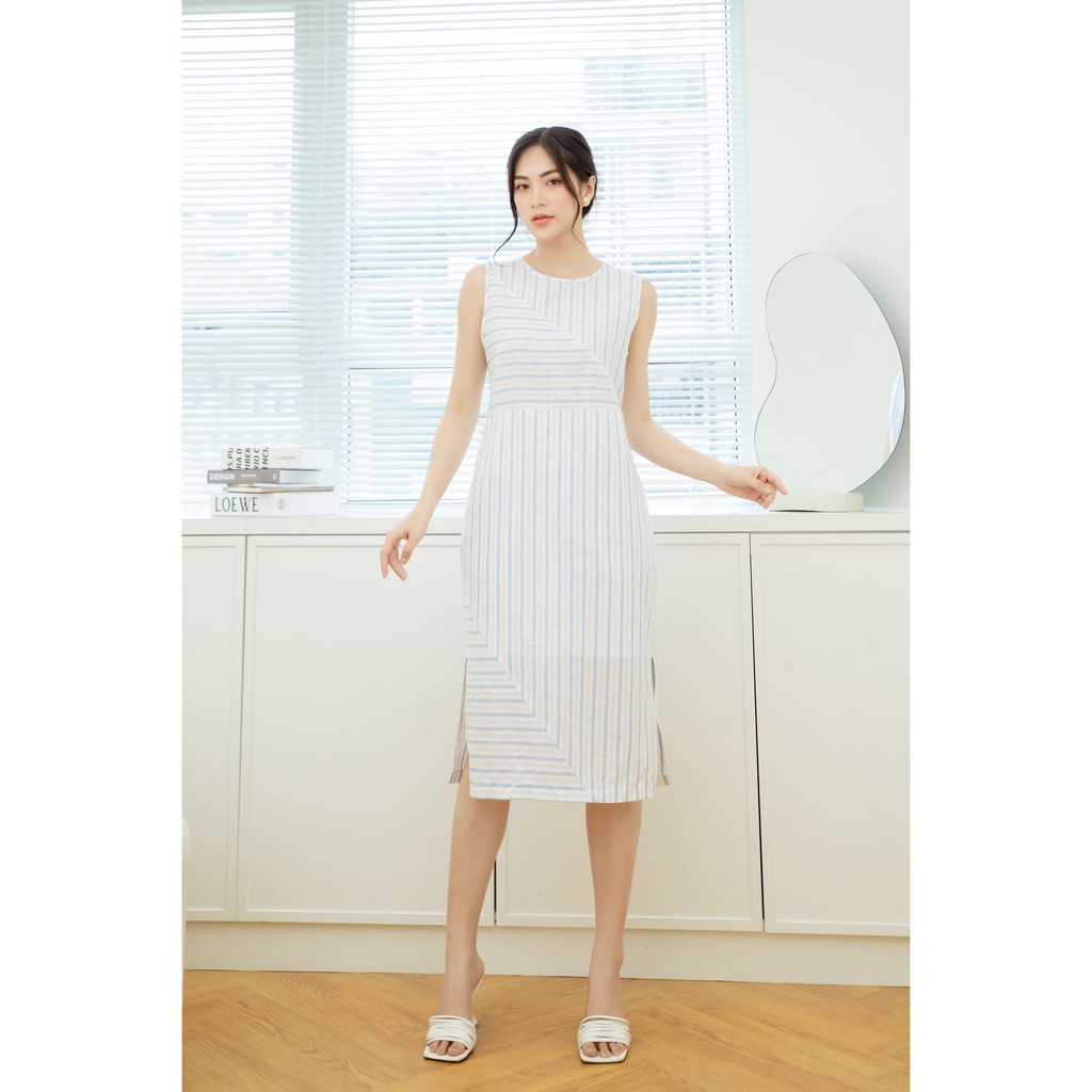 Đầm suông linen VANIA - D2129 kẻ sọc