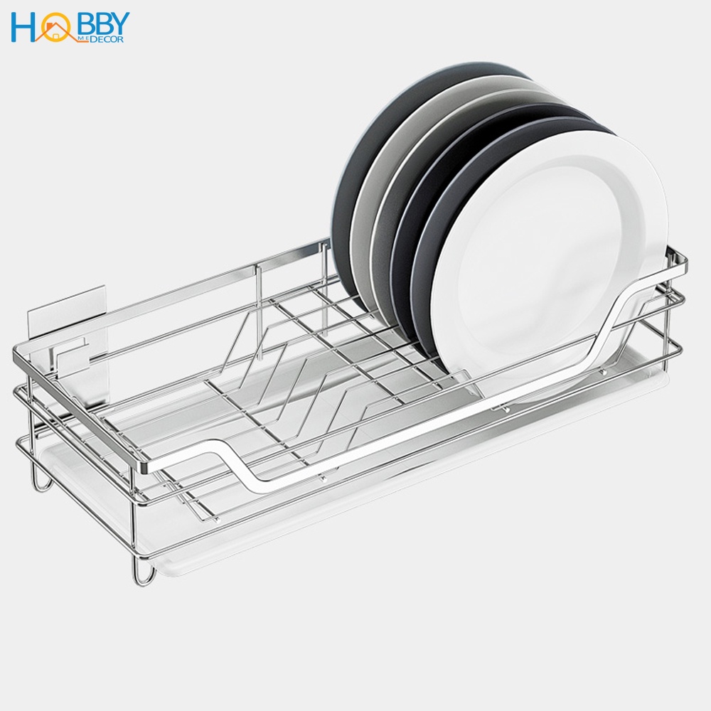 Kệ đựng đĩa dán tường nhà bếp Hobby Home Decor KD2 loại inox 304 kèm keo dán siêu dính và không rỉ sét