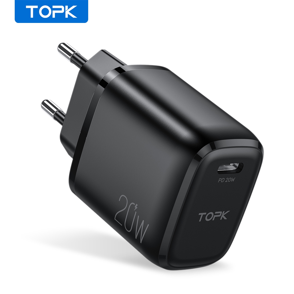 Cốc sạc TOPK B210P Mini 20W PD3.0 QC3.0 2 cổng