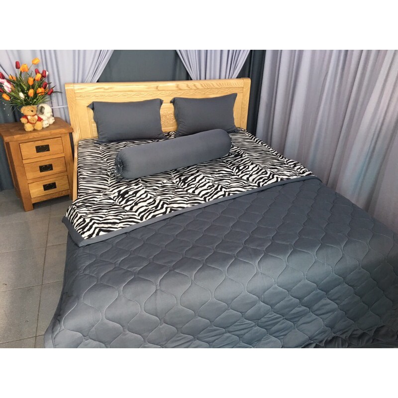 Trọn bộ drap thun phối❤️FREESHIP❤️ga thun lạnh- drap thun Hàn Quốc( 1 ga,3 vỏ gối , 1 chăn)