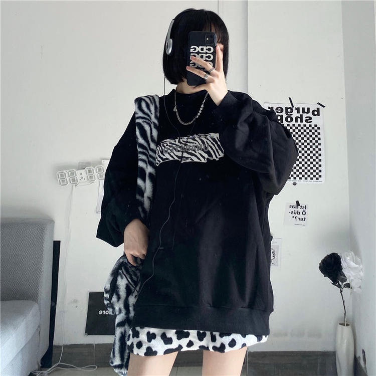 NRVP Áo Hoodie Dáng Rộng Thời Trang Hàn Quốc Đơn Giản Cá Tính Cho Nữ