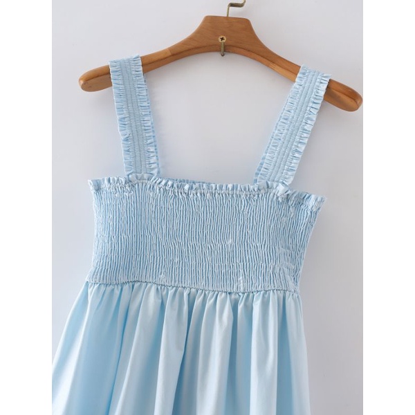 ĐẦM 2 DÂY NHÚN NGỰC MÀU XANH BABY XÒE RỘNG - ĐẦM MAXI 2 DÂY NHÚN NGỰC BABYDOLL