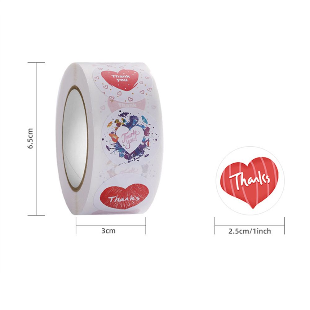 Cuộn 500 nhãn dán hình trái tim trang trí hộp quà Valentine