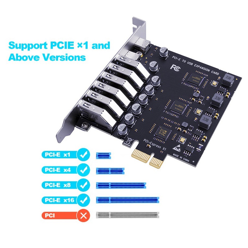 Bộ Chuyển Đổi PCIE Sang USB 3.2 Gen 2 Card 8 Cổng (6X Type-A + 2X Type-C) Cho Máy Tính Để Bàn
