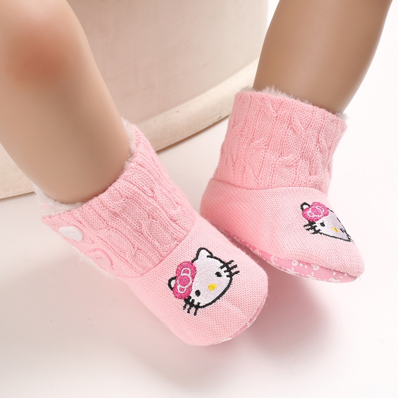 Giày Bốt Cotton Chống Trượt Giữ Ấm Mùa Đông Mới Cho Bé Gái Sơ Sinh Tập Đi