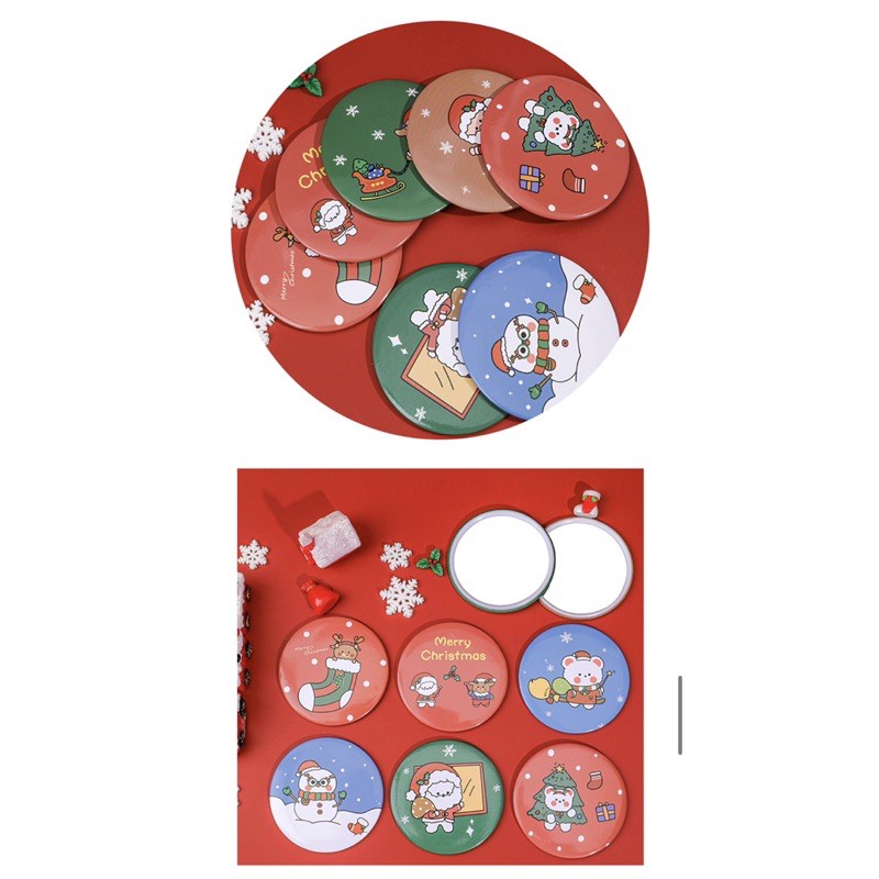 gương noel giáng sinh mini 7cm bỏ túi tiện lợi