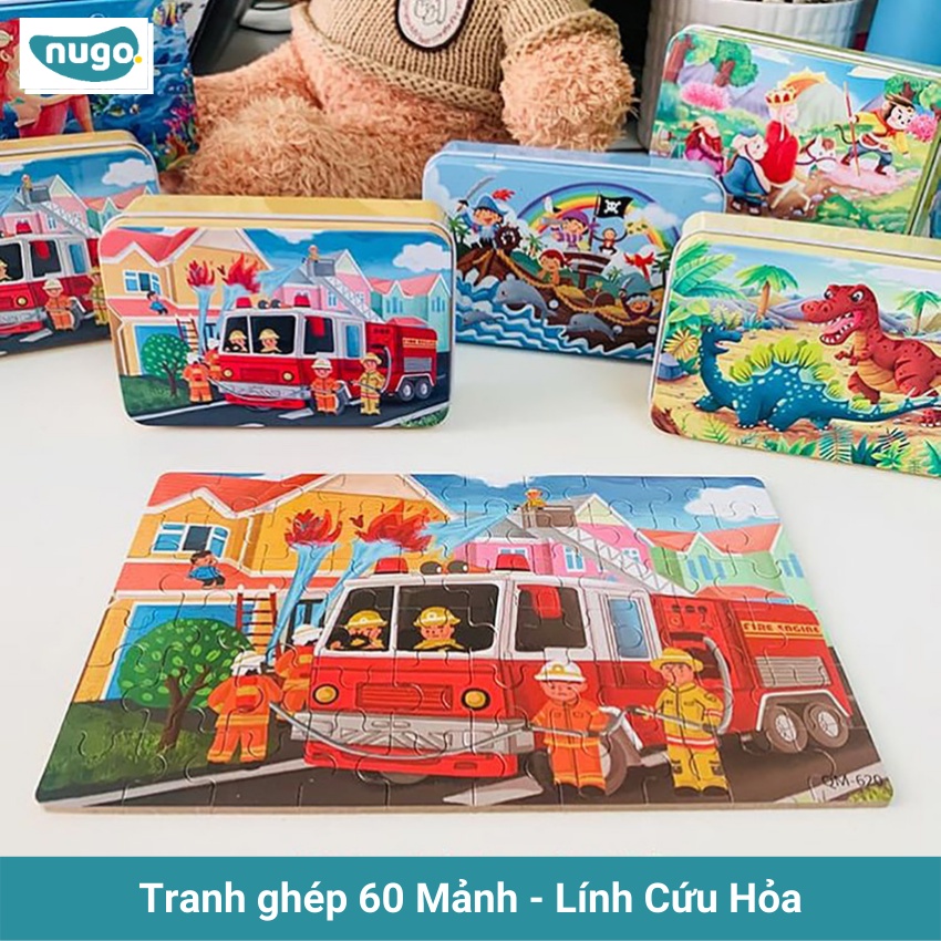 COMBO 5 Tranh Ghép Hình 60 Mảnh Bằng Gỗ Cho BÉ TRAI Từ 3-10 Tuổi