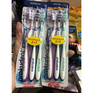 Bàn chải đánh răng Prokudent vỉ 3 chiếc, xách tay Đức