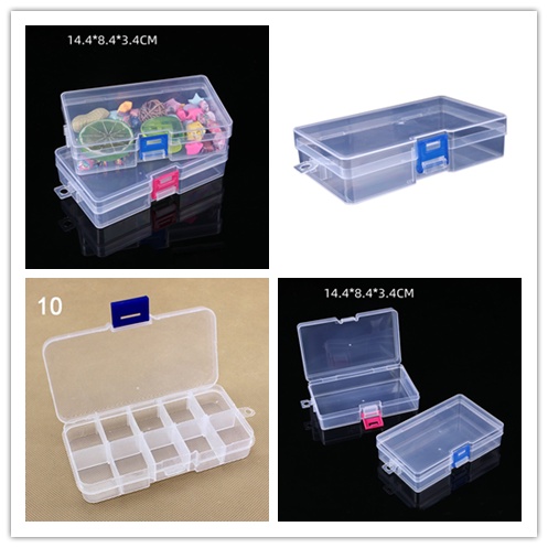 Hộp Nhựa Trong Suốt Hình Chữ Nhật Đựng Hạt Làm Móng Tay Đa Năng