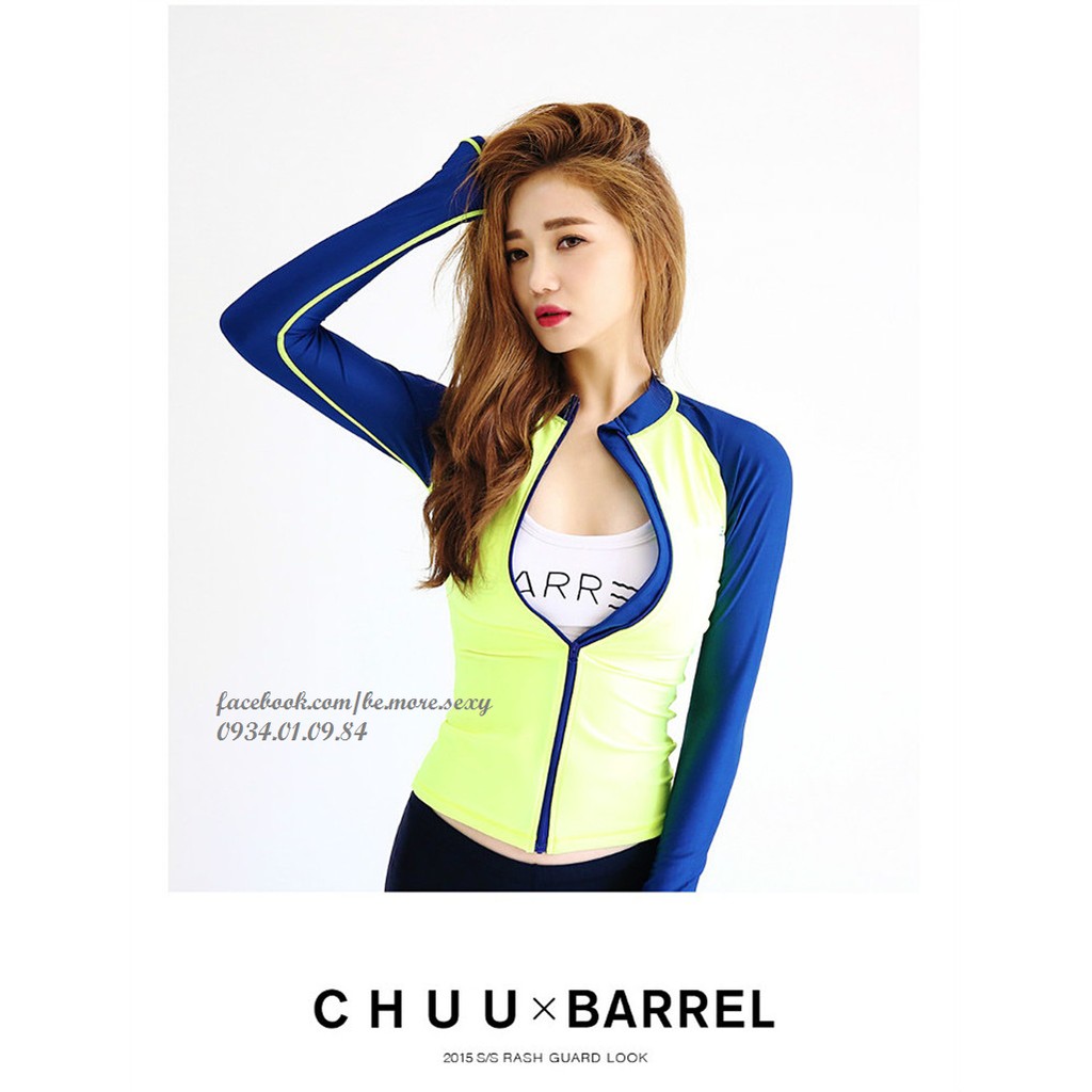 Đồ bơi dài tay Hàn Quốc áo khoác xanh neon | BigBuy360 - bigbuy360.vn