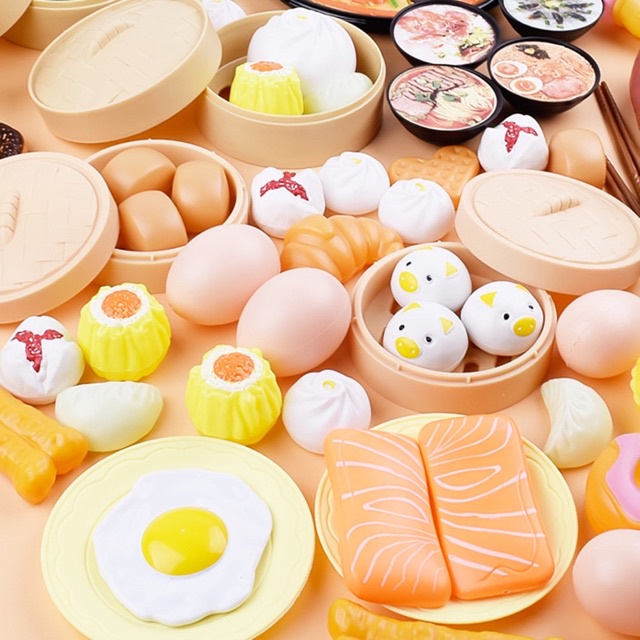 Bộ đồ chơi nấu ăn nhà bếp bánh bao 88 chi tiết (có bánh piza và hộp) - set trò chơi bánh bao giúp bé thoả sức sáng tạo