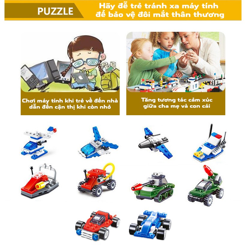 Bộ đồ chơi lắp ghép mô hình mini cho bé phát triển trí não