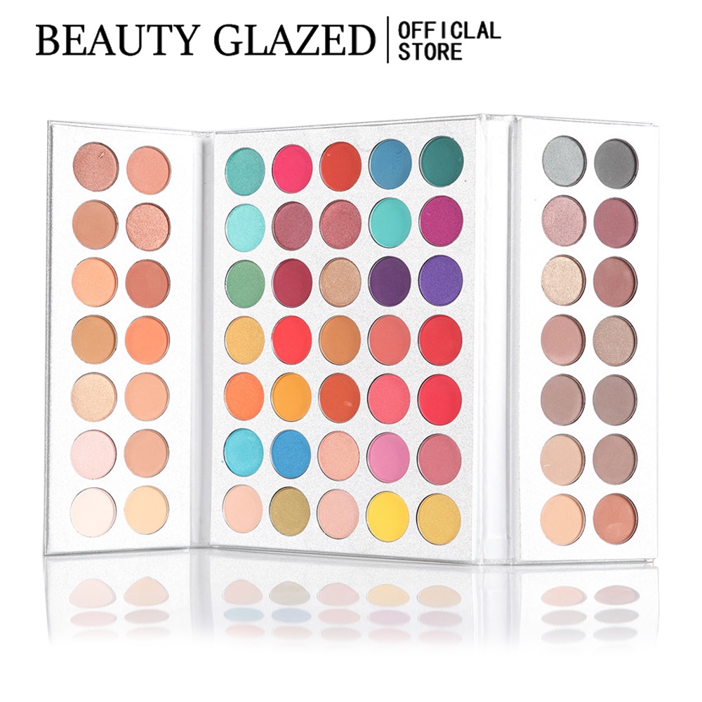 Bảng phấn mắt BEAUTY GLAZED kết hợp 63 màu mờ và ánh nhũ trang điểm chống nước thời trang
