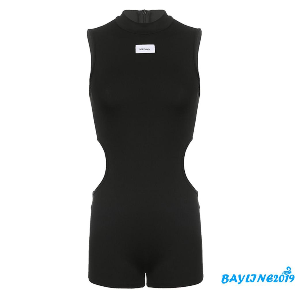 Bay-quần Yếm Ngắn Ôm Dáng Không Tay Xẻ Tà Thêu Chữ Cho Nữ