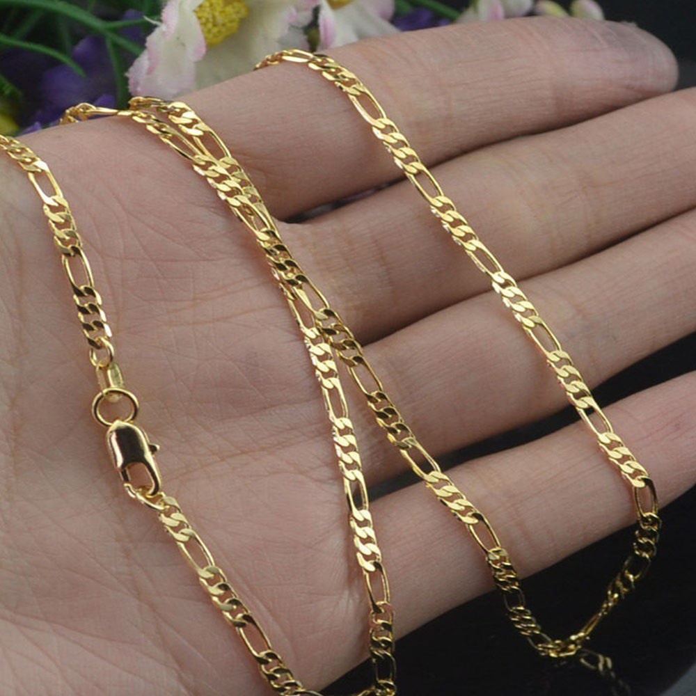 Vòng cổ mạ vàng 24K 24 Inch thời trang cho nam và nữ