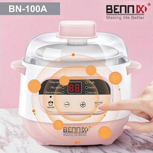 Nồi nấu chậm, nồi chưng yến Bennix BN-100A dung tích 1 lít hàng chính hãng, bảo hành 12 tháng