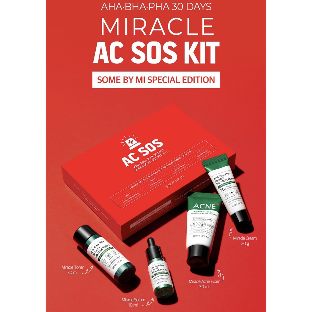 Bộ Sản Phẩm Dưỡng Da Giảm Mụn Some By Mi Aha-Bha-Pha 30 Days Miracle Ac Sos Kit | BigBuy360 - bigbuy360.vn