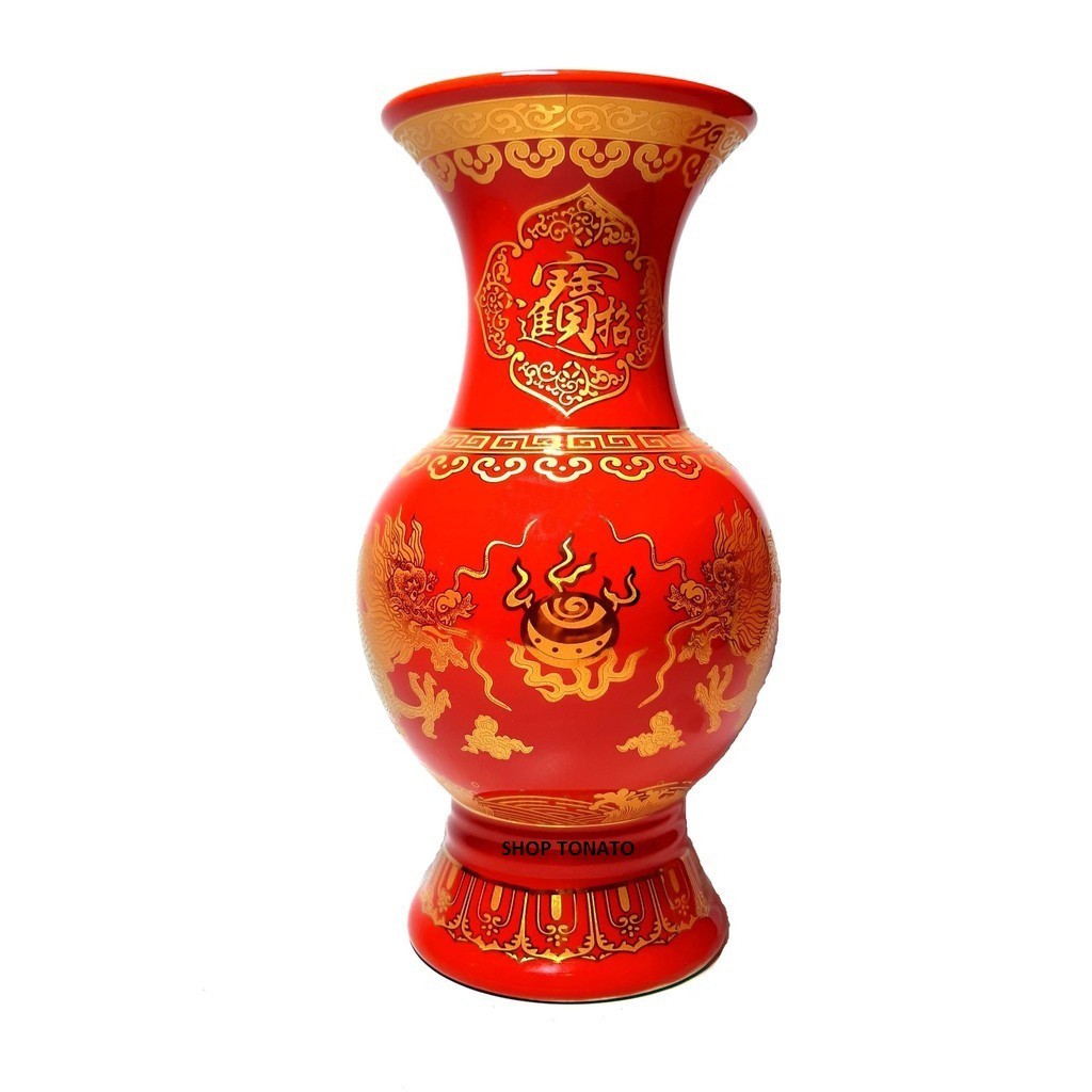 BÌNH BÔNG, LỌ HOA RỒNG ĐỎ CAO 18.5CM,21CM,23CM,25.5CM