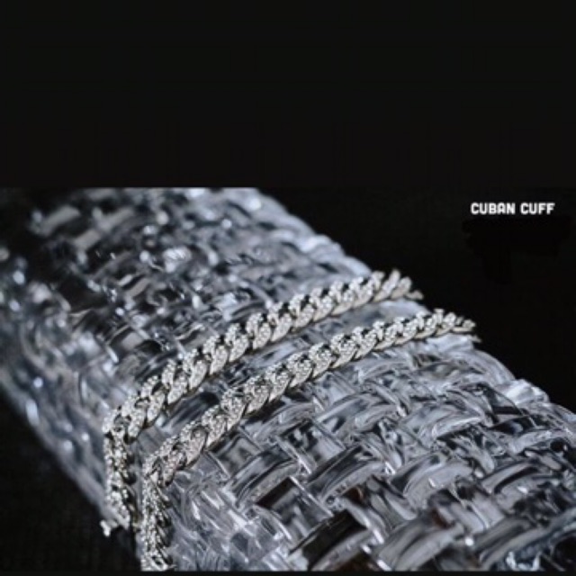 Lắc Tay Cuban Hợp Kim Đính Đá Cá Tính HipHop