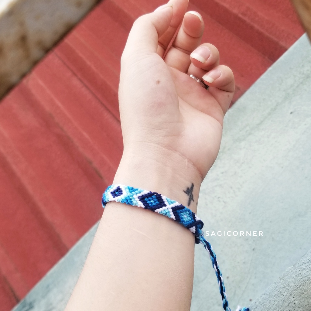 Vòng tay, vòng chân handmade tết bằng chỉ l "Diamond" friendship bracelet
