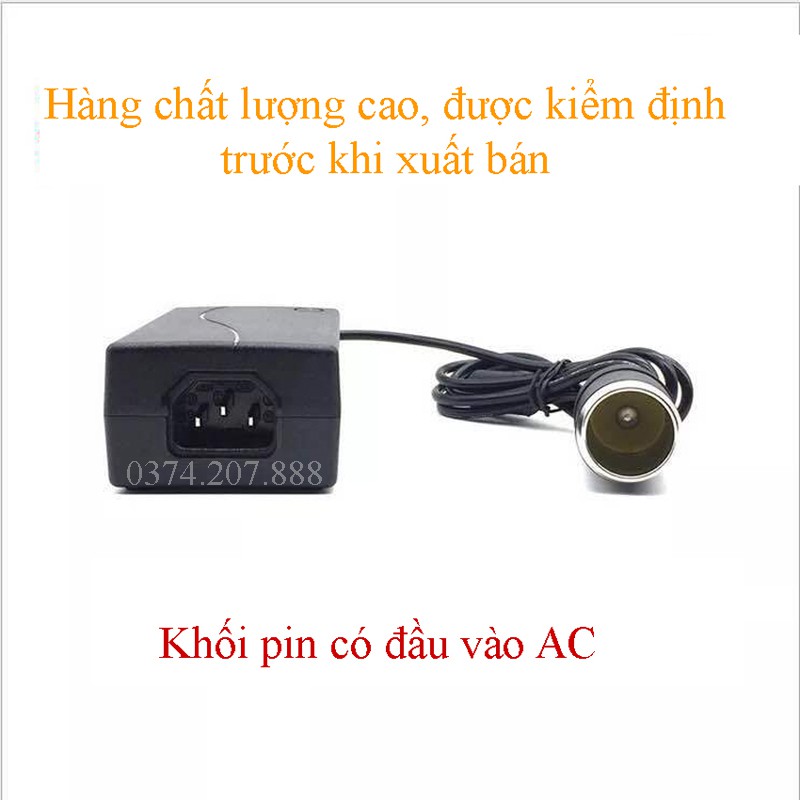 Bộ chuyển đổi nguồn 220V sang 12V 5A kết nối từ tẩu ô tô sử dụng cho máy hút bụi, máy bơm