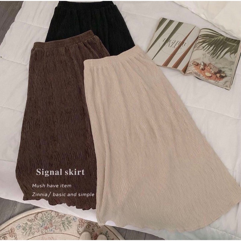 Chân váy nhung tăm trơn - hàng QC mã 1546